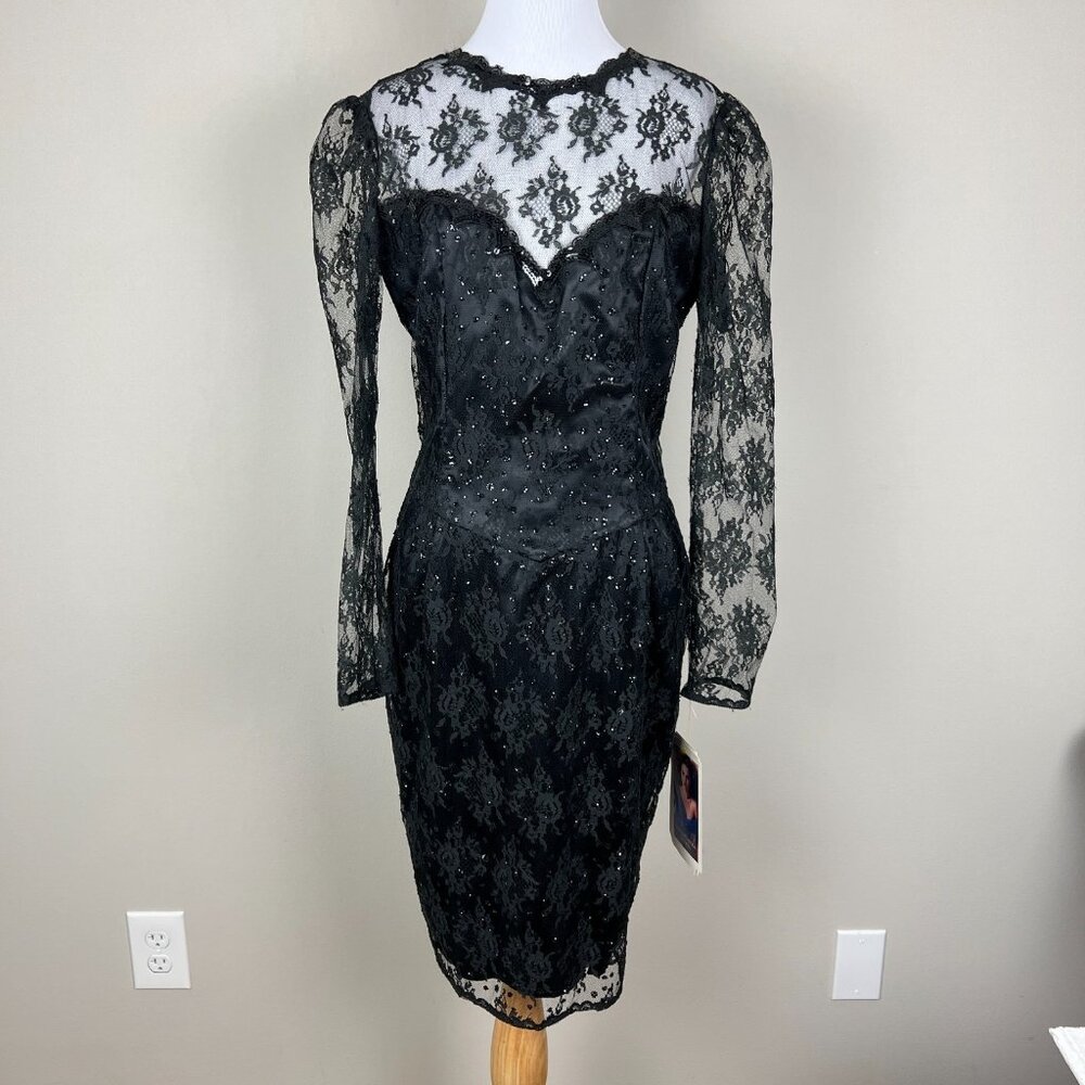 Gunne Sax Jessica McClintock Dress 11/12‎ Sequin Lace Whimsigoth VTG Deadstock